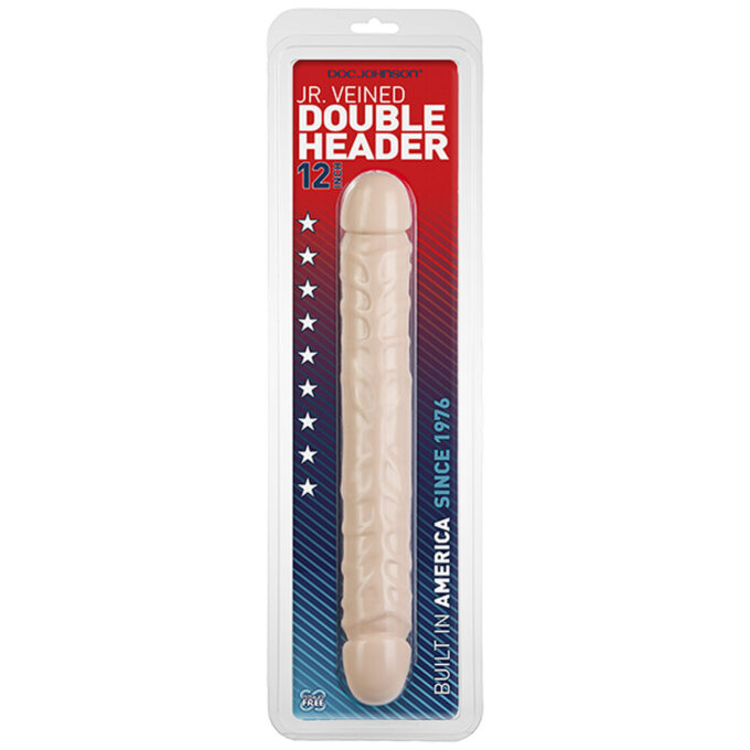 Jr Veined Double Header 12 Inch Dong Flesh Pink - Image 3
