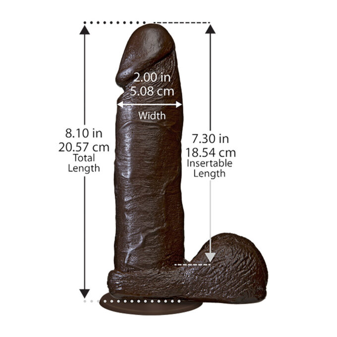 The Realistic Cock 8 Inch Dildo Black - Image 2