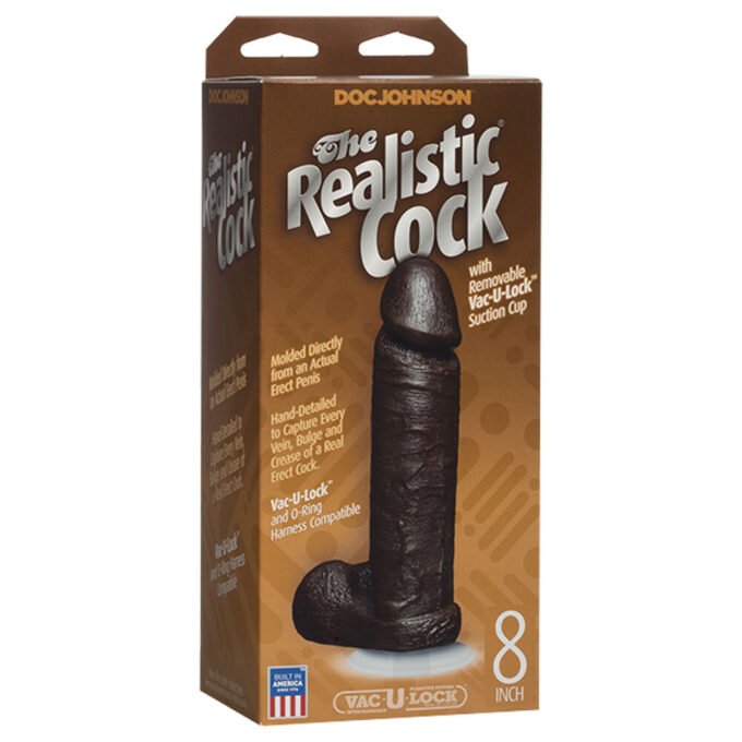 The Realistic Cock 8 Inch Dildo Black - Image 3