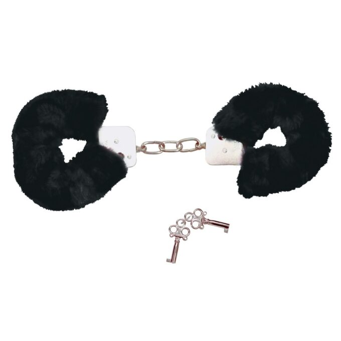 Bad Kitty Black Plush Handcuffs - Image 2