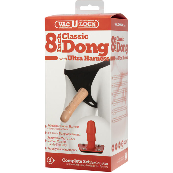 VacULock 8 Inch Classic Dong With Ultra Harness - Image 4