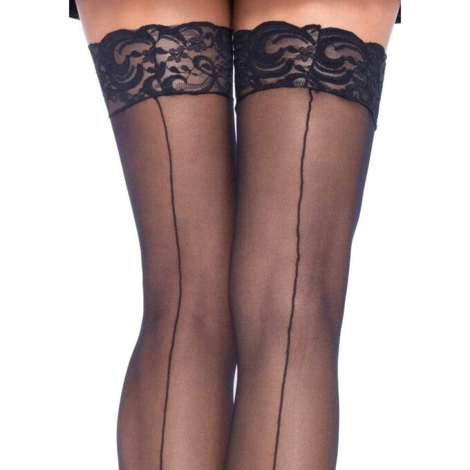Leg Avenue Sheer Stockings With Backseam Black - Image 2
