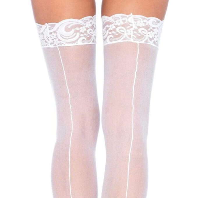Leg Avenue Sheer Stockings With Backseam White - Image 2