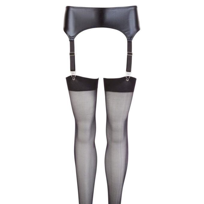 NOXQSE Wet Look Suspender Belt And Stockings - Image 3