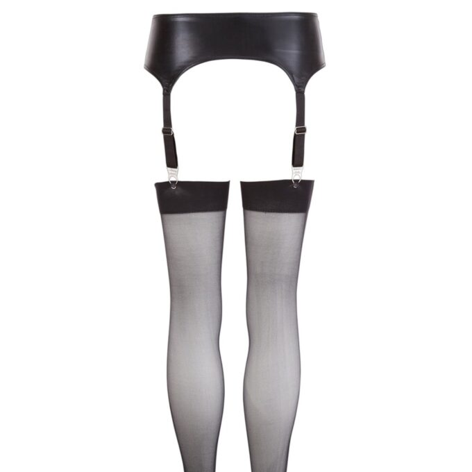 NOXQSE Wet Look Suspender Belt And Stockings - Image 4