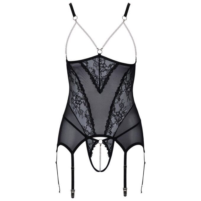 Cupless Lace Basque Black - Image 4