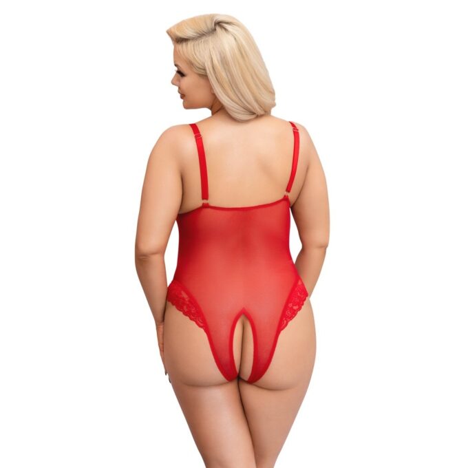 Cottelli Curves Crotchless Bodysuit Red - Image 3