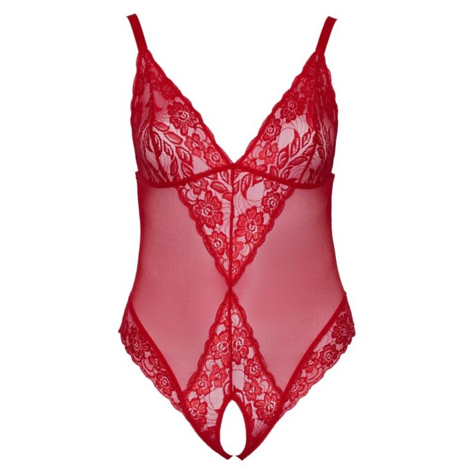 Cottelli Curves Crotchless Bodysuit Red - Image 4