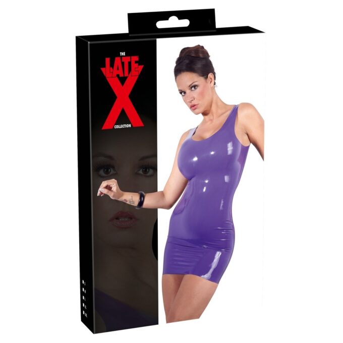 LateX Mini Dress Purple - Image 4
