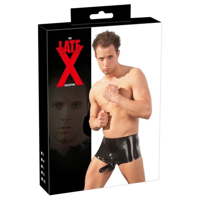 LateX Boxers With Penis Sleeve Black - Image 4