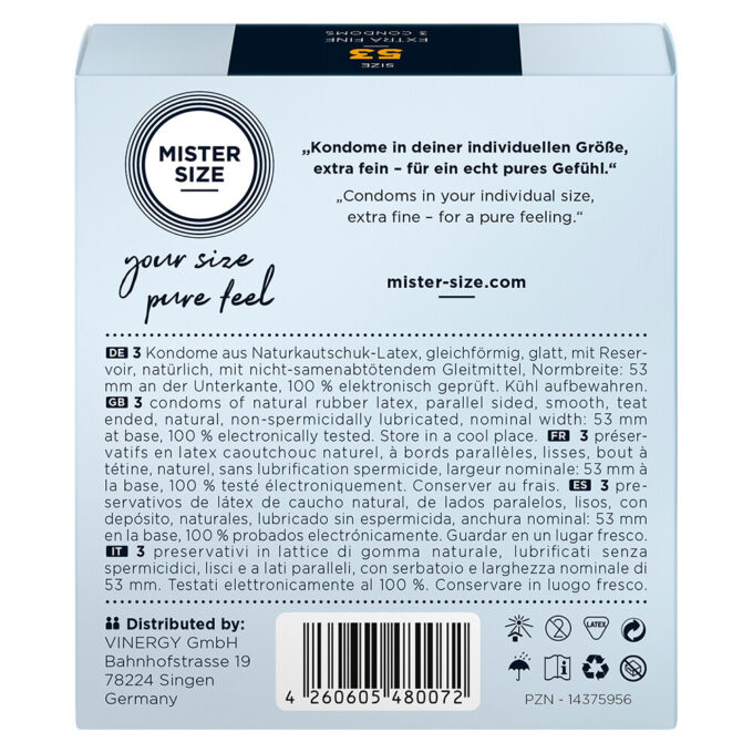 Mister Size 53mm Your Size Pure Feel Condoms 3 Pack - Image 2