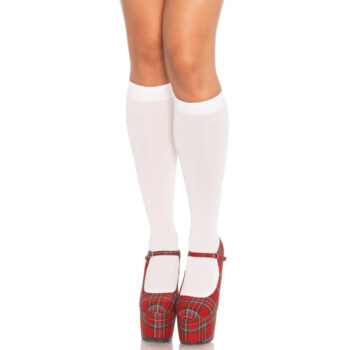 Leg Avenue Nylon Knee Highs White