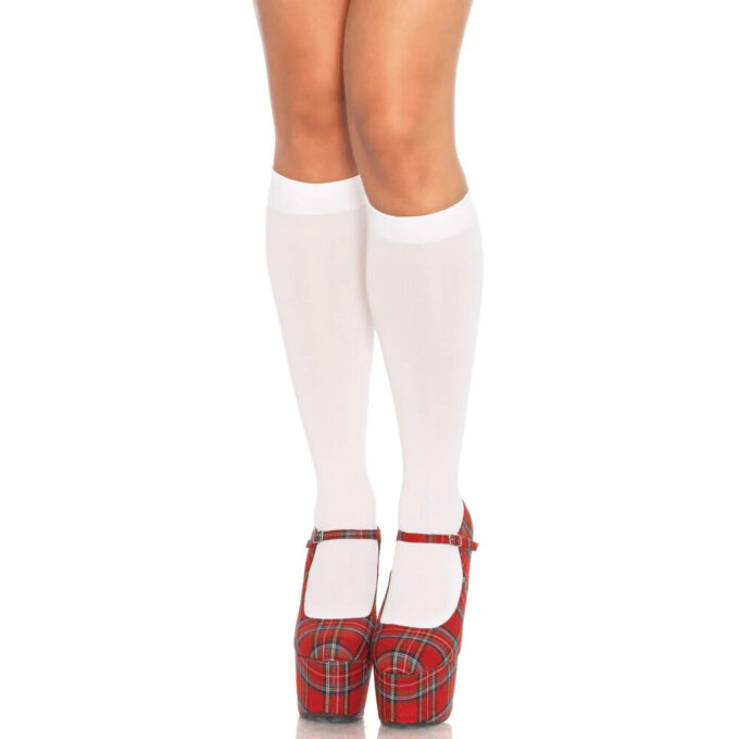 Leg Avenue Nylon Knee Highs White