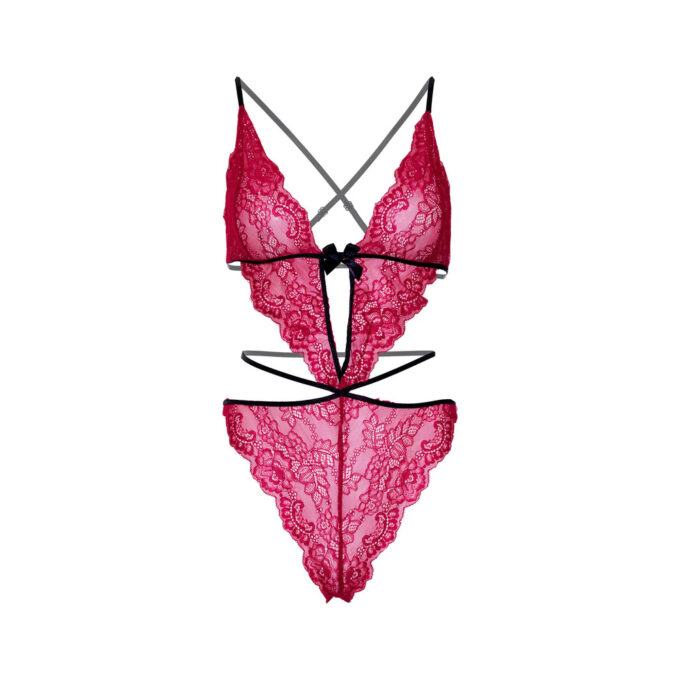 Leg Avenue Scalloped Teddy and Panty Set Pink - Image 4