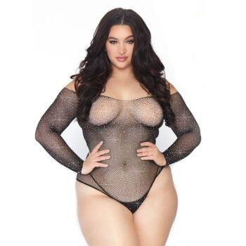 Leg Avenue Crystalized Long Sleeve Body Suit