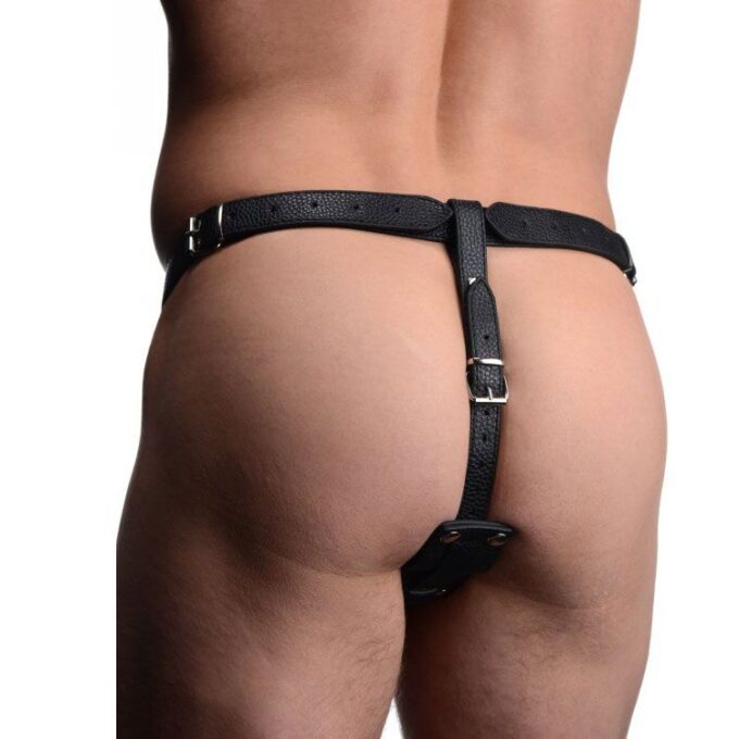 XR Strict Male Cock Ring Harness with Silicone Anal Plug - Image 3