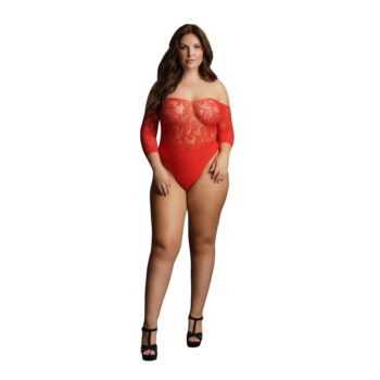 Le Desir Crotchless Rhinestone Teddy Red