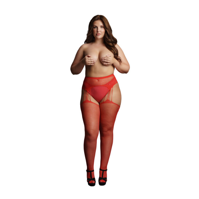 Le Desir Suspender Rhinestone Pantyhose