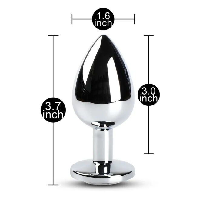 Large Metal Anal Plug With Clear Crystal - Image 4
