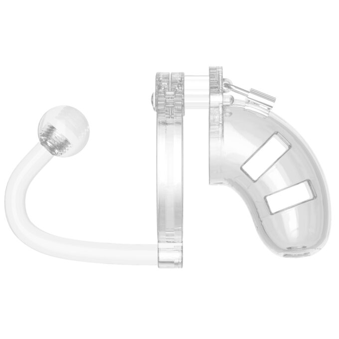 Man Cage 10 3.5 Inch Clear Chastity Cage With Anal Plug - Image 2