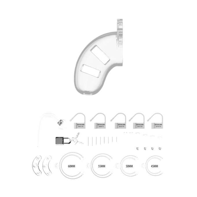 Man Cage 10 3.5 Inch Clear Chastity Cage With Anal Plug - Image 3