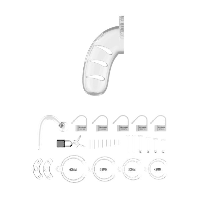 Man Cage 11 4.5 Inch Clear Chastity Cage With Anal Plug - Image 3