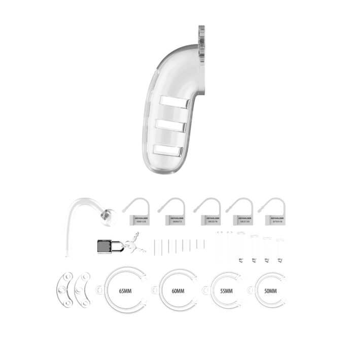Man Cage 12 5.5 Inch Clear Chastity Cage With Anal Plug - Image 3