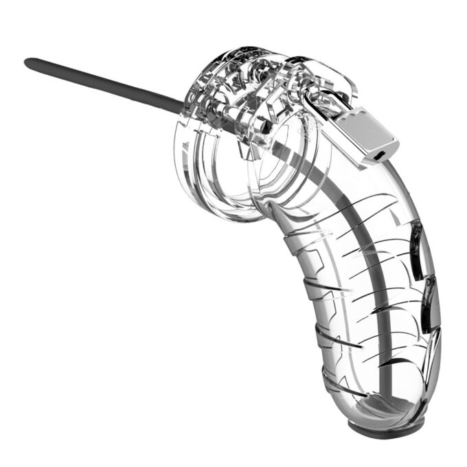 Man Cage 16 4.5 Inch Clear Chastity Cage With Urethal Sound