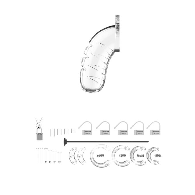 Man Cage 16 4.5 Inch Clear Chastity Cage With Urethal Sound - Image 3