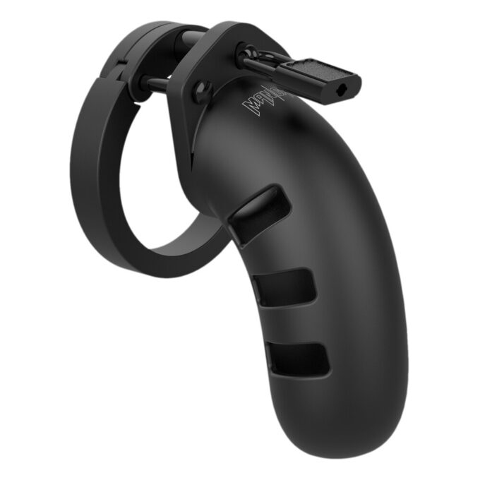 Man Cage 21 4.5 Inch Black Silicone Chastity Cage