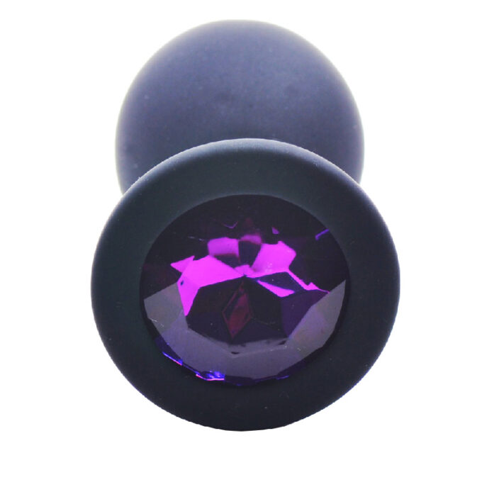 Large Black Jewelled Silicone Butt Plug - Image 3