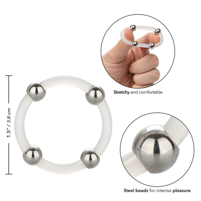 Steel Beaded Silicone Cock Ring XL - Image 2