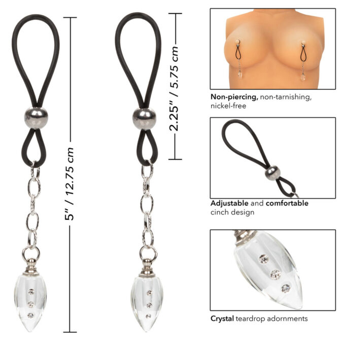 Nipple Play Non Piercing Nipple Jewellery Crystal Teardrop - Image 2